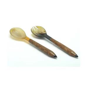 Cucharas de cuerno de búfalo de agua de alta calidad con mango Cuchara de cuerno de ensalada que sirve para el hogar y el hotel para regalos de negocios - Product Image 1