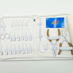 Kit d'outils professionnels pour extensions capillaires en acier inoxydable de couleur personnalisée, comprenant pinces, clips à boucle, aiguille à fil et accessoires complets pour cheveux - Product Image 5