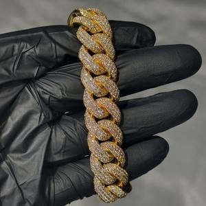 Pulsera de Oro Rosa Chapada en Oro con Certificación IGI para Hombre, Brazaletes Personalizados con Cadena Cubana, Diamantes de Imitación VVS Moissanite, Regalo - Product Image 6