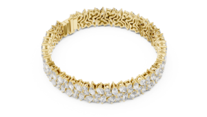 Elysian 14K Yellow Gold Lab Grown Marquise Pear <b>Diamond</b> Double-Row Luxury Women's <b>Bracelet</b> - Product Image 2