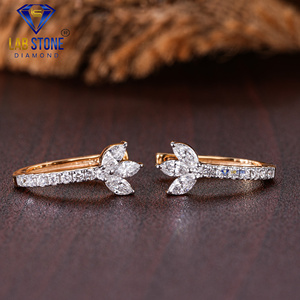 0.506 TDW marquise & Round Cut Diamond Earring 18K Rose Gold Hoop Labgrown Diamond Hpht/Cvd Diamond <b>Jewelry</b> - Product Image 3