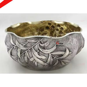 Tazón de servicio decorativo de acero inoxidable de metal de alto estándar para restaurante y bar de hotel - Product Image 2