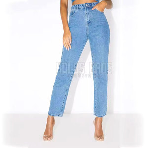 Pantalon en jean pour femme en toile respirante de haute qualité avec coupe confortable Design avant plat taille moyenne pour des vêtements d'hiver décontractés - Product Image 1
