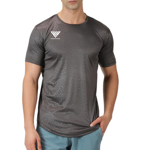 Vêtements de sport respirants pour la salle de sport, t-shirts de sport à col rond pour hommes et t-shirt décontracté anti-froissement léger - Product Image 1