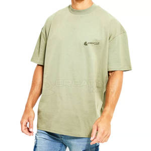 Camiseta extragrande Urban Street Fashion para hombre 100% algodón pesado logotipo personalizado impreso ajuste holgado patrón sólido - Product Image 1