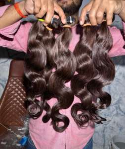 ผมต่อจาก100% ดิบผมลอนคลื่นสีน้ำตาลธรรมชาติไม่ผ่านกระบวนการผมของผู้บริจาคผมแบบไม่พันกัน - Product Image 4