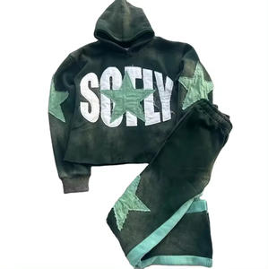 Parches bordados personalizados Logo de alta calidad pulóver sudaderas Drop Shoulder Fleece French Terry sudaderas con capucha de gran tamaño - Product Image 4