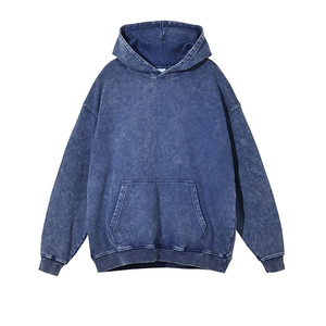 เสื้อฮู้ดดี้ผู้ชายสไตล์วินเทจ ผ้าฟลีซคอตตอน 100% ลวดลายดิจิตอลฟอกสีแบบแอซิด สไตล์โอเวอร์ไซส์ ปักลาย สำหรับฤดูหนาว - Product Image 1