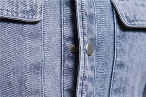 Veste en jean personnalisée pour hommes, chemise en jean inspirée des vêtements de rue de l'usine de vêtements - Product Image 2