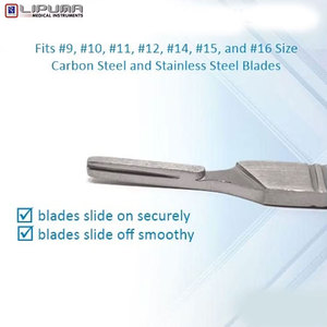 Manche de scalpel # 3 lames de scalpel de qualité supérieure en acier inoxydable, compatibles avec les instruments chirurgicaux, tailles 9 à 16, instruments médicaux - Product Image 5