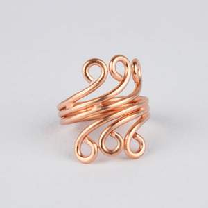 Artisan <b>Crafted</b> Pure Copper <b>Wire</b> Wrapped Ring Adjustable Scroll Design Statement Jewelry Unique Fashion Accessory - Product Image 3