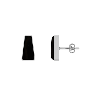 Premium 925 Sterling Silver Black Onyx Tie Semi Trillion Square Shape Cab <b>Butterfly</b> Lock Stud Earrings Bezel Setting Wedding - Product Image 2