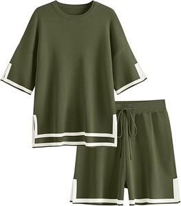 Women's 2 Piece Outfits Matching <b>Lounge</b> <b>Sets</b> for Women Summer Outfits Tracksuit for Women Knit Tops and Shorts - Product Image 5