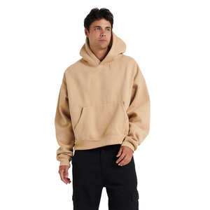 Venta caliente de los hombres de la gota del hombro sudaderas con capucha de manga larga de gran tamaño de los hombres con bolsillo de canguro - Product Image 4