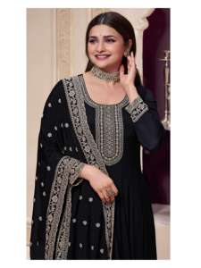 Precioso y hermoso diseñador Chinon con bordado Fabricante de trajes de trabajo de Surat a la tarifa más baja - Product Image 4