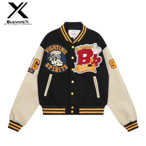 เสื้อแจ็กเก็ตเบสบอลผ้าแคนวาสสำหรับผู้ชายเสื้อแจ็กเก็ตปักลายสไตล์อเมริกันปักลายผ้ากำมะหยี่สำหรับใส่ในฤดูหนาวงาน OEM ตามสั่ง - Product Image 4