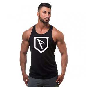 Custom Logo Cotton <b>Mens</b> Workout Summer Breathable Print Tank Tops Fitness Stringer <b>Mens</b> Ribbed Tank Top - Product Image 4