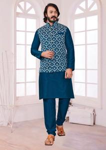 Kurta Shalwar élégant de créateur de qualité supérieure pour hommes avec veste pour la mode derniers vêtements ethniques ensembles de 3 pièces pour hommes - Product Image 4