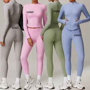 Top qualité hiver haute rue hommes Gym Fitness sport ensemble pousser respirant athlétique à manches longues Yoga veste Leggings 3 pièces - Product Image 1