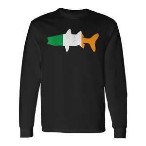 Camiseta de manga larga de pescador irlandés orgulloso, camiseta promocional personalizable con bandera de Irlanda para pesca de snook - Product Image 1