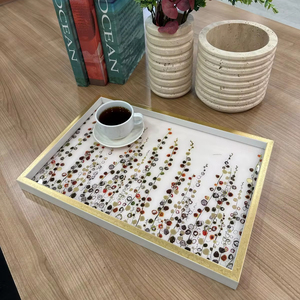 Vente directe d'usine plateau de service en verre au design moderne personnalisé Offre Spéciale de cuisine de table décorative pour Noël plateaux décoratifs - Product Image 1