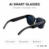 Lunettes intelligentes de traduction en temps réel par IA, traducteur vocal mains libres, appareil portable professionnel, étanche IPX5, caméra vidéo 1080P, caméra unique
