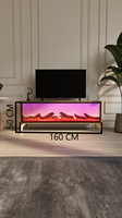 Table basse moderne de luxe dorée avec Bluetooth, cheminée électronique intégrée en panneau de bois MDF, mobilier de salon, best-seller