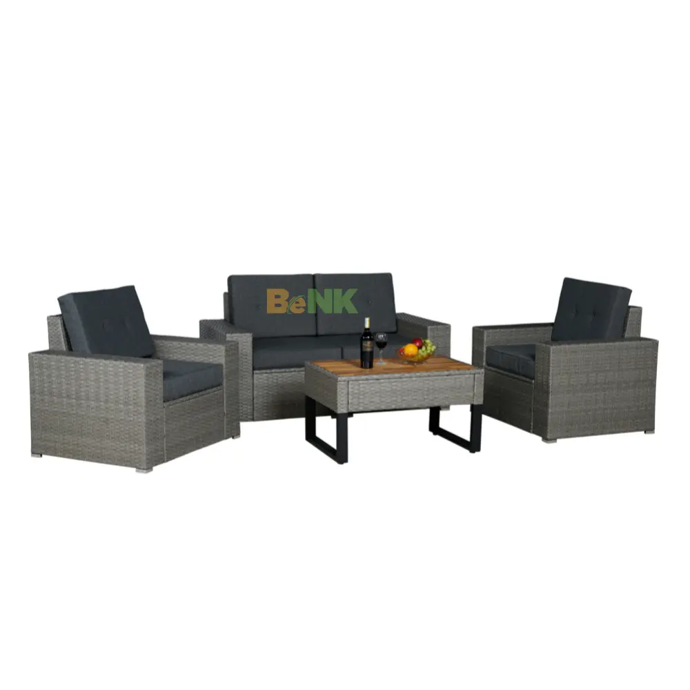 WS516 Premium Hot Verkoper Vietnam Nieuwe Tuin Sofa Set 5 Stuk Poly Rotan Rieten Set Met Poeder Coating Frame Voor outdoor Patio