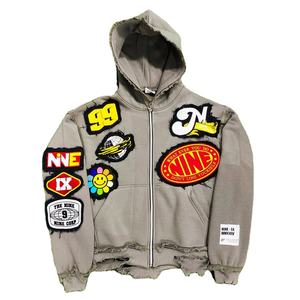 Nouveau design, sweat à capuche en molleton camouflage personnalisé avec fermeture éclair, strass, effet usé, patchwork de haute qualité, vente en gros, sweat à capuche pour homme - Product Image 3