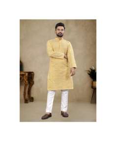 Ensemble Kurta Pyjama en Soie Pure Fait Main Collection Exclusive de Créateur pour le Marié et les Demoiselle d'Honneur Expédition Mondiale par Exportation - Product Image 1