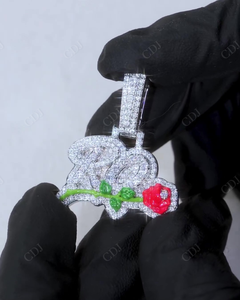 Colgante con Letra J Personalizado a Precio de Fábrica, Juego de Colgantes con Esmalte y Piedras, Colgantes con Iluminación, Alfabeto Personalizado, Dije de Moissanita en Plata 925 - Product Image 4