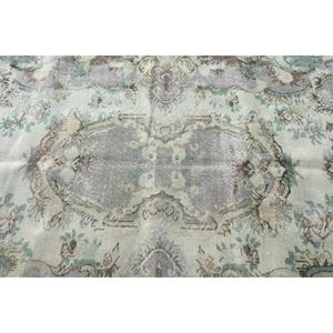 5.2x8.6 ft Rug, Vintage Turkish Rug, <b>Brown</b> Green Patchwork <b>Wool</b> Rug - Product Image 5