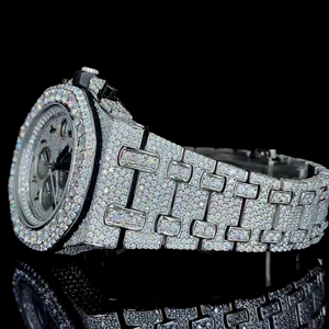 Último diseño de tendencia grande personalizar diamante Vvs Moissanite reloj Iced Hiphop Acero inoxidable mecánico antiguo negocio vidrio - Product Image 2