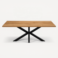 Table à manger rectangulaire en bois de manguier massif, écologique et faite à la main |   Base en métal croisée industrielle |   Meubles de maison modernes 8 places