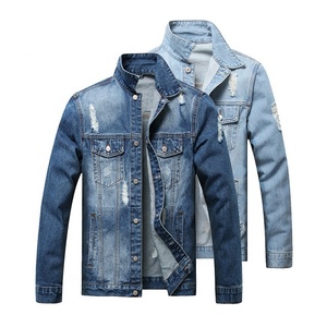 2023 nouvelle veste en jean bleu de logo personnalisé de haute qualité 100% coton hommes conceptions en gros OEM veste en jean en toile - Product Image 4