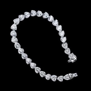 7 mm Heart Shape Moissanite Diamond <b>Bracelet</b> Beautiful 925 Sterling Silver Tennis <b>Bracelet</b> For Men & Women Wedding Gift - Product Image 1