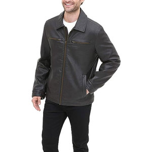 Vestes en cuir pour hommes de haute couture, coupe-vent, vente en gros, prix bas, veste en cuir véritable imperméable pour hommes - Product Image 4