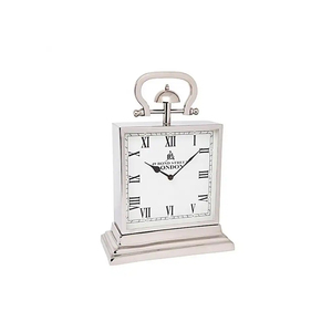 Vintage Silver Finish Table <b>Clock</b> | Classic Roman Numeral Desk Timepiece | Decorative Luxury Home Office Accent Decor Piece - Product Image 2