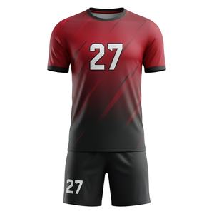 Ensemble complet de maillot et short de football personnalisé 100 % polyester par sublimation, motif vague dégradé bleu-vert, pour équipe sportive, n° 08 - Product Image 5