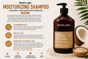 Champú de Coco, Avena y Queratina de Marca Privada 500ml OEM |   Champú Humectante, Desenredante y Reparador para el Cuidado del Cabello |   España UE - Product Image 3