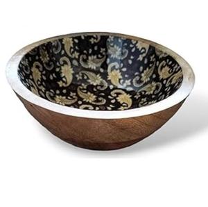 Bol en bois avec motif émaillé, vaisselle, bol pour restaurant, accessoires de restauration, vaisselle de table, saladier - Product Image 1