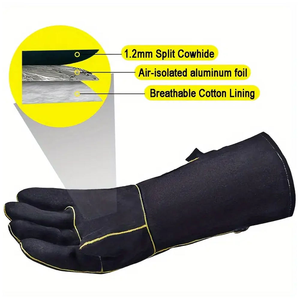 ถุงมือช่างหนังแท้ทำมือ สีพื้น ขายดี คุณภาพเยี่ยม จากผู้ผลิตชั้นนำ - Product Image 3