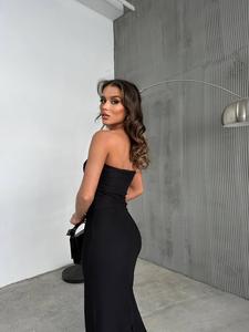 Vestido Elegante de Noche Estilo Bodycon sin Mangas con Aberturas y Adornos de Pedrería, de Alta Costura para Fiesta Informal - Product Image 3