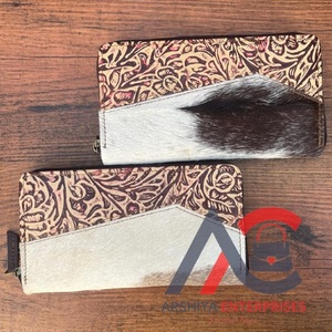 Nueva funda de teléfono de embrague tallada en piel de vaca auténtica, nuevo diseño elegante, gran oferta, carteras de cuero occidental en relieve marrón para mujer - Product Image 1