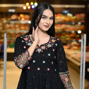 Salwar Kameez, Ropa Étnica para Mujer, Elegante y Casual, 100% Algodón, Cuello en V, Manga Larga, Bordado, Kurti, Conjunto de Vestido Anarkali - Product Image 1