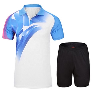 เสื้อโปโลเทนนิสแบบซับลิเมชั่นสำหรับผู้ชาย พร้อมกางเกงขาสั้นสีดำ ชุดกีฬาฤดูร้อนระบายเหงื่อได้ดี ทรงปกติ เสื้อแขนสั้น - Product Image 1
