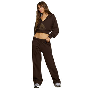Haute qualité décontracté solide blanc épais femmes surdimensionné mode haut court sweats à capuche empilés survêtement Logo personnalisé coton lourd - Product Image 1
