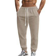 Pantalones largos informales para hombre con diseño de logotipo personalizado OEM, pantalones de chándal ligeros de poliéster impermeables transpirables, hip-hop transfronterizo de primavera - Product Image 3