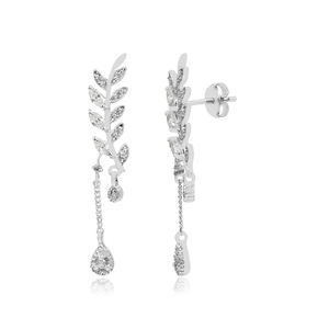 Luxury Unique Designed Wedding Jewelry Sterling Silver Cubic Zircon Drop <b>Earrings</b> for Women - Product Image 4