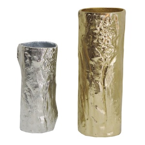 Ensemble de vases en fer modernes de luxe faits à la main couleur argent et or design côtier verre véritable laiton fleurs décor de mariage à la maison - Product Image 1